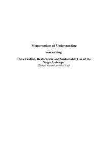 Memorandum of Understanding concerning Conservation, Restoration and Sustainable Use of the