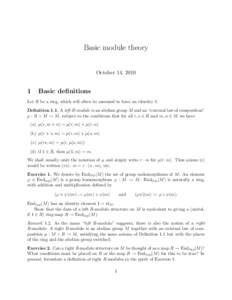 Basic module theory October 14, [removed]Basic definitions