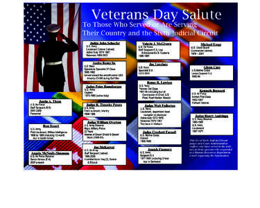 Veterans Day Salute  To Those Who Served or Are Serving Their Country and the Sixth Judicial Circuit Judge John Schaefer