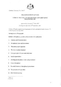 Statutory Document NoTIIE EMPLOYMENT ACT 2006 CODE OF PRACTICE ON DISCIPLINARY AND GRIEYANCE PROCEDURES 2OO7