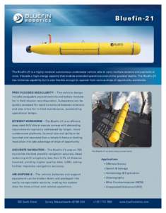 Bluefin-21  The Bluefin-21 is a highly modular autonomous underwater vehicle able to carry multiple sensors and payloads at once. It boasts a high energy capacity that enables extended operations even at the greatest dep