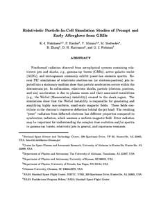 Relativistic Particle-In-Cell Simulation Studies of Prompt and Early Afterglows from GRBs K.-I. Nishikawa1,2 , P. Hardee3 , Y. Mizuno1,8 , M. Medvedev4 , B. Zhang5 , D. H. Hartmann6 , and G. J. Fishman7 ABSTRACT Nontherm