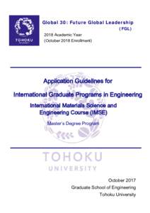 Global 30: Future Global Leadership (FGLAcademic Year (October 2018 Enrollment)  Application Guidelines for