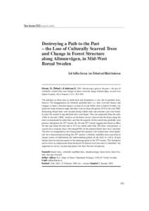 Silva Fennica[removed]research articles  Destroying a Path to the Past – the Loss of Culturally Scarred Trees and Change in Forest Structure along Allmunvägen, in Mid-West