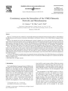 Journal of Biomedical Informatics[removed]–461 www.elsevier.com/locate/yjbin Consistency across the hierarchies of the UMLS Semantic Network and Metathesaurus J.J. Cimino,a,* H. Min,b and Y. Perlb