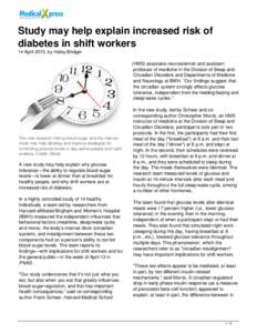 Study may help explain increased risk of diabetes in shift workers