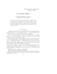 Houston Journal of Mathematics c 2000 University of Houston ­ Volume 26, No. 4, 2000  ON A SPECIAL METRIC