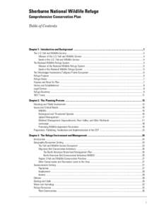 Sherburne National Wildlife Refuge Comprehensive Conservation Plan Table of Contents Chapter 1: Introduction and Background ................................................................................................
