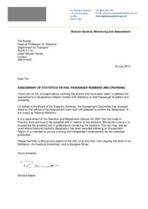 Letter of Confirmation as National Statistics - Assesment Report 245