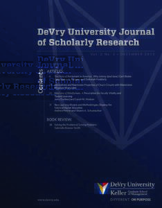 DeVry University Journal of Scholarly Research Contents Vo l . 2 N o . 2