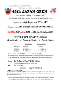 To:  World Darts Federation Member Darts Bodies Your players are invited to participate in the  45th JAPAN OPEN