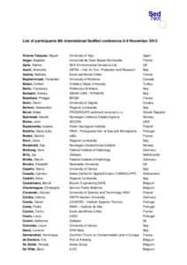 List of participants 8th international SedNet conference 6-9 November 2013  Álvarez Vázquez, Miguel University of Vigo