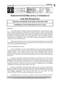 NERC/10/6 December 2010 THIRTIETH FAO REGIONAL CONFERENCE FOR THE NEAR EAST Khartoum, the Republic of the Sudan, 4-8 December 2010