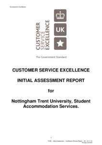 Commercial in Confidence  CUSTOMER SERVICE EXCELLENCE INITIAL ASSESSMENT REPORT for Nottingham Trent University, Student