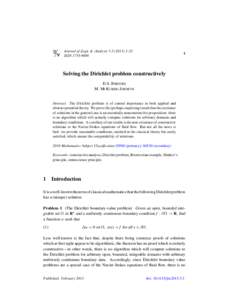 Journal of Logic & Analysis 5:–22 ISSNSolving the Dirichlet problem constructively