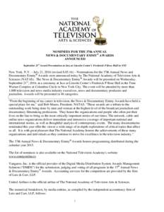 Television in the United States / Television / Television news in the United States / CBS Evening News / CBS News / Al Jazeera America / Anderson Cooper / Kate Snow / Richard Engel / 34th News & Documentary Emmy Awards / 33rd News & Documentary Emmy Awards