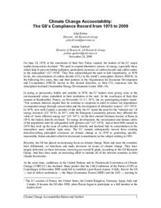 Climate Change Accountability: The G8’s Compliance Record from 1975 to 2009 John Kirton Director, G8 Research Group  Jenilee Guebert