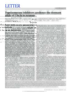 LETTER  doi:nature10726 Topoisomerase inhibitors unsilence the dormant allele of Ube3a in neurons