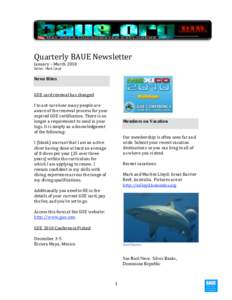   Quarterly BAUE Newsletter  January – March 2010  Editor: Mark Lloyd    