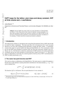 arXiv:1710.04840v1 [hep-lat] 13 OctLU TPOctoberChPT loops for the lattice: pion mass and decay constant, HVP