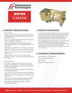 MOTOR AC INDUCTION PRODUCT SPECIFICATIONS:  PRODUCT DESCRIPTION: