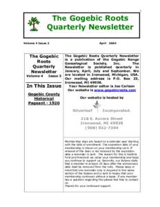 1  The Gogebic Roots Quarterly Newsletter Volume 4 Issue 2