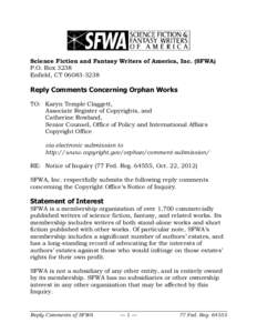 Microsoft Word - SFWA Orphan Works Reply Comments.doc