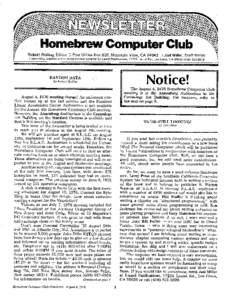 Homebrew Computer Club Newsletter, Sep[removed]
