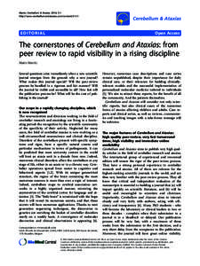 Manto Cerebellum & Ataxias 2014, 1:1 http://www.cerebellumandataxias.com/contentEDITORIAL  Open Access