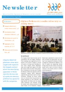 Newsletter Research and Policy Organization for Transparency and Accountability Volume  20 | 2nd Year | August 2012   In this issue...