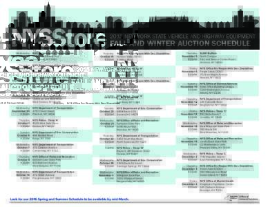 NYSStoreNEW YORK STATE VEHICLE AND HIGHWAY EQUIPMENT FALL AND WINTER AUCTION SCHEDULE NYS Office For People With Dev. Disabilities