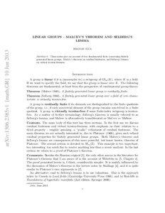arXiv:1306.2385v1 [math.GR] 10 Jun[removed]LINEAR GROUPS - MALCEV’S THEOREM AND SELBERG’S