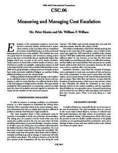 Measuring and Managing Cost Escalation