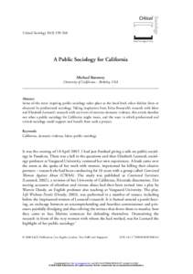 Critical Sociologyhttp://crs.sagepub.com A Public Sociology for California Michael Burawoy University of California – Berkeley, USA