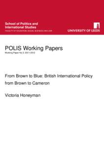 School of Politics and International Studies FACULTY OF EDUCATION, SOCIAL SCIENCES AND LAW POLIS Working Papers Working Paper No 2: 