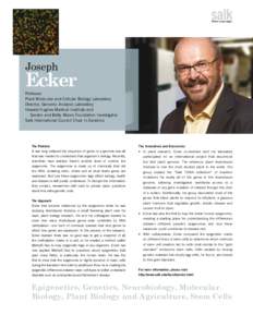 Joseph  Ecker Professor Plant Molecular and Cellular Biology Laboratory Director, Genomic Analysis Laboratory