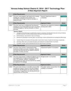 Vanoss Indep School District 9, Technology Plan E-Rate Alignment Report E-Rate Requirements US01