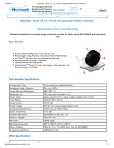 Data Sheet ­ Series 173, 174, 175 and 176 Subminiature Position Transducer Providing the Ultimate Solutions in Precision Order • Site Map •       