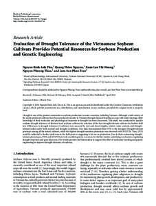 Evaluation of Drought Tolerance of the Vietnamese Soybean Cultivars Provides Potential Resources for Soybean Production and Genetic Engineering