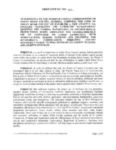 ORDINANCE NOQ1.2_  AN ORDINANCE OF THE BOARD OF COUNTY COMMISSIONERS OF INDIAN RIVER COUNTY, FLORIDA, AMENDING THE CODE OF INDIAN RIVER COUNTY TO ESTABLISH A NEW CHAPTER 316, ENTITLED 