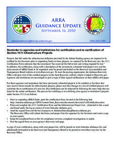 ARRA Guidance Update September 16, 2010 