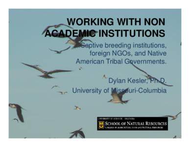 WORKING WITH NON ACADEMIC INSTITUTIONS Captive breeding institutions, foreign NGOs, and Native American Tribal Governments. Dylan Kesler, Ph.D.