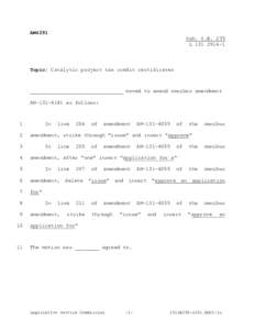 AM4291 Sub. S.B. 235 LTopic: Catalytic project tax credit certificates