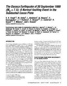 The Oaxaca Earthquake of 30 September[removed]Mw = 7. 5): A Normal-faulting Event in the Subducted Cocos Plate