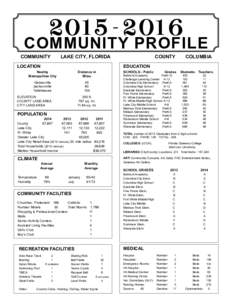 COMMUNITY PROFILE COMMUNITY  LAKE CITY, FLORIDA         COUNTY  COLUMBIA LOCATION