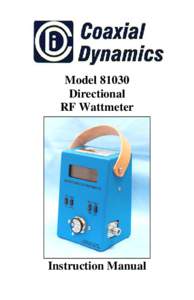 Model[removed]Directional RF Wattmeter Instruction Manual