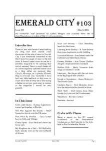 EMERALD CITY #103 Issue 103 MarchAn occasional ‘zine produced by Cheryl Morgan and available from her at