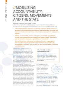 think piece  //MOBILIZING ACCOUNTABILITY: CITIZENS, MOVEMENTS AND THE STATE