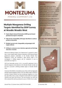 ABOUT MONTEZUMA MINING Listed in 2006, Montezuma Mining Company Ltd (ASX: MZM) is a diversified explorer primarily focused on manganese, copper and gold. The Company’s primary