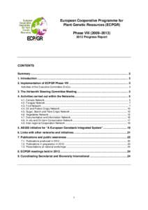 European Cooperative Programme for Plant Genetic Resources (ECPGR) Phase VIII (2009–Progress Report  CONTENTS